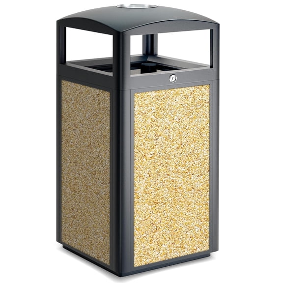 Chantmo 15 Gallon Commercial Garbage Can Heavy Duty Outdoor with Triangle Lock Tethered Lid Removable Bucket for Patio Deck Garden