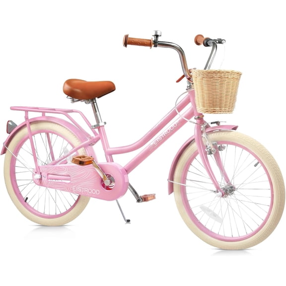 Chantmo 20 inch Girls Bike with Basket Kickstand Suspension Fork Dual Disc Brake Steel Frame for Ages 5 12 Pink