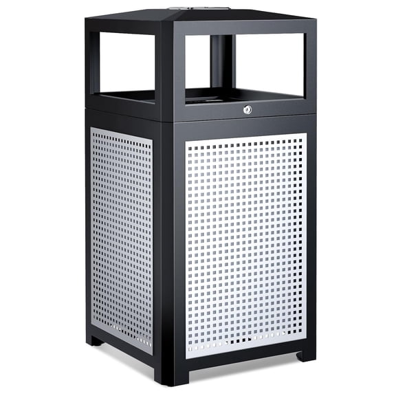 Chantmo 40 Gallon Heavy Duty Steel Trash Can Commercial Outdoor with Lockable Lid 20 inch for Restaurant Park Office Use