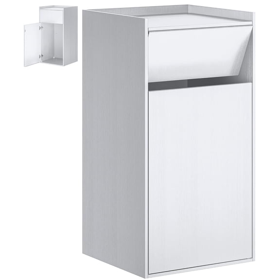 Chantmo 50 Gallon Wooden Trash Cabinet Commercial Hideaway Bin Odor Control Waterproof Magnetic Door Adjustable Hinges for Restaurant Cafe Kitchen White