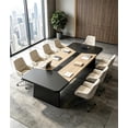 thumbnail image 1 of Chantmo 8 ft Heavy Duty Conference Table USB C Power Station PUR Edge Banding Arc Corners for Boardroom Meeting Office Natural Wood, 1 of 1
