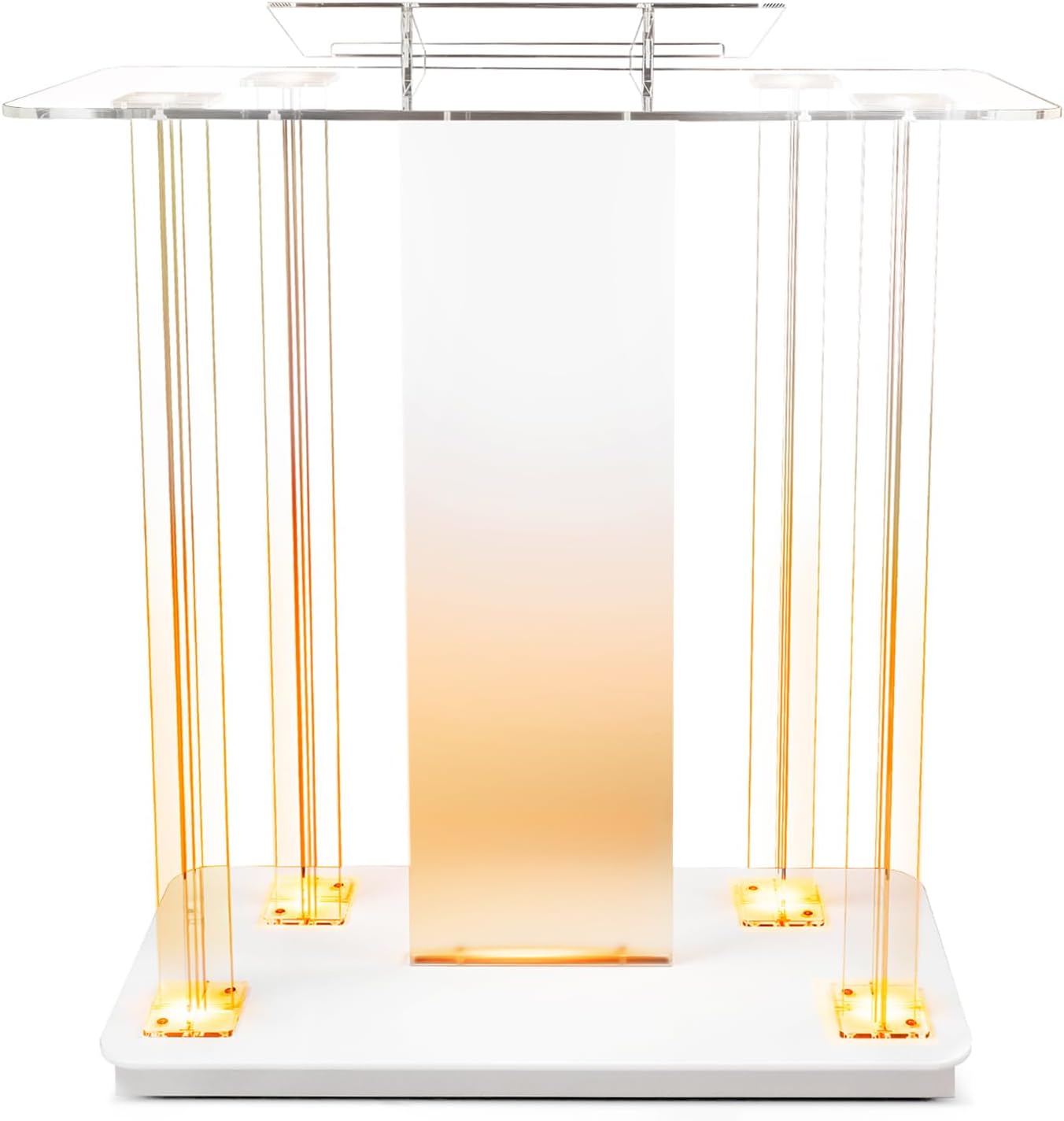 Chantmo Acrylic Church Pulpit with Wheels 46.6 inch 15 Colors RGB LED Lights Podium Stand Lectern for Church Wedding Concert Classroom Office
