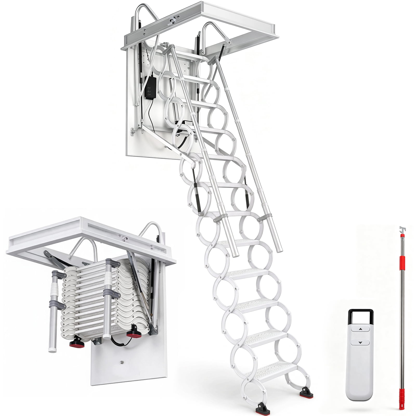 Chantmo Electric Attic Ladder 12 Steps 350W Motor Remote Control 660 ...