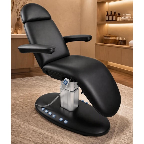 Chantmo Electric Lift Professional Esthetician Bed Table 3 Motors Remote Foot Buttons Adjustable Backrest Legrest for Facial Beauty Salon Home Office Black