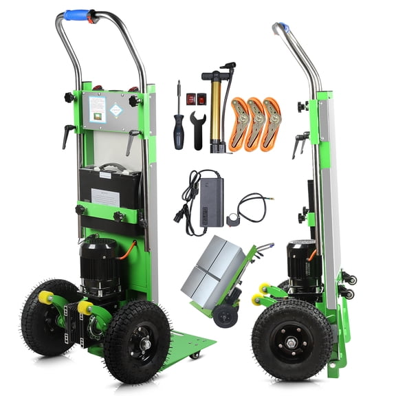 Chantmo Electric Stair Climbing Hand Truck 880 lb Capacity Heavy Duty Dolly with 3 Ropes for Furniture Logistics Warehouse Green