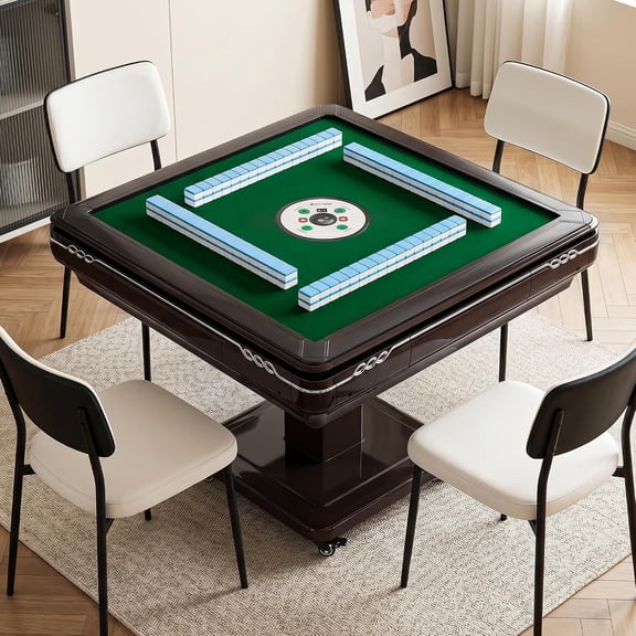 Chantmo Foldable Automatic Mahjong Table 2 Sets 42mm Numbered Tiles Brown