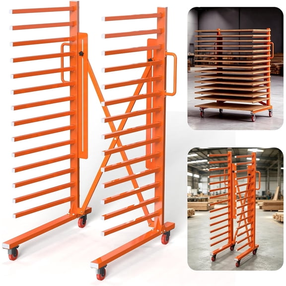 Chantmo Industrial Folding Paint Drying Rack 15 Adjustable Shelves Lockable Wheels Mobile Stand for Doors Panels Printed Materials Classroom Art Studio