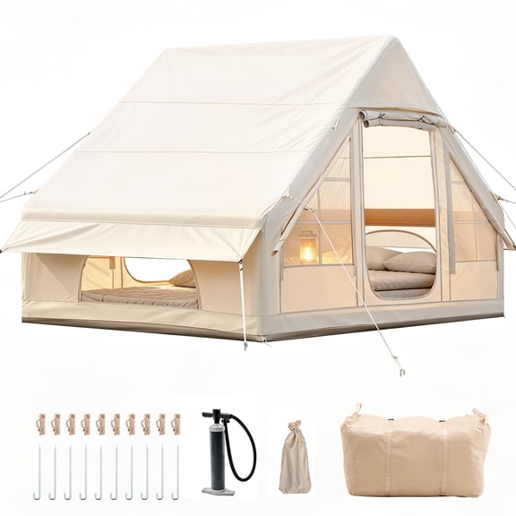Chantmo Inflatable Camping Tent 4 6 Person with Hand Pump Quick Setup 4 Season Waterproof Windproof Large Air Tent for Camping