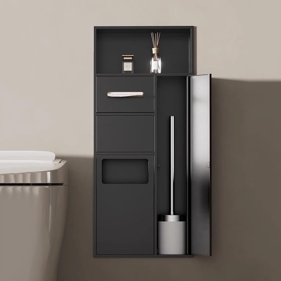 Chantmo Stainless Steel Bathroom Niche Cabinet Recessed Trash Compartment Tissue Holder Cleaning Storage for Shower Laundry Room