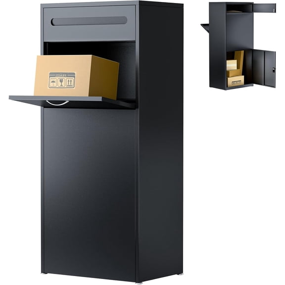 Chantmo Ultra Anti Theft Parcel Drop Box 19.6 inch Front in Back Out Design Extra Large Mailbox Secure Storage for Home Office Business Shop