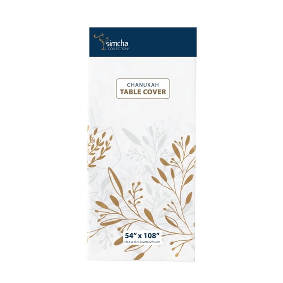 Chanukah Table Cover White/Gold 54x108set of 2 for Holiday Home Dining Room Kitchen