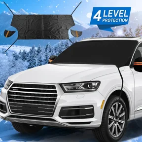 Whiteleopard Windshield Snow Ice Cover Extra Larger Size 97"x 63" Cover with 3 Layers Material Waterproof Sun Protection All Cars, Trucks, SUVs, Mpvs (Black, 82"x 62")
