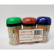 Chao Cheng Brand - Bamboo Toothpicks 200 Sticks/er Bottle X 3 Bottles