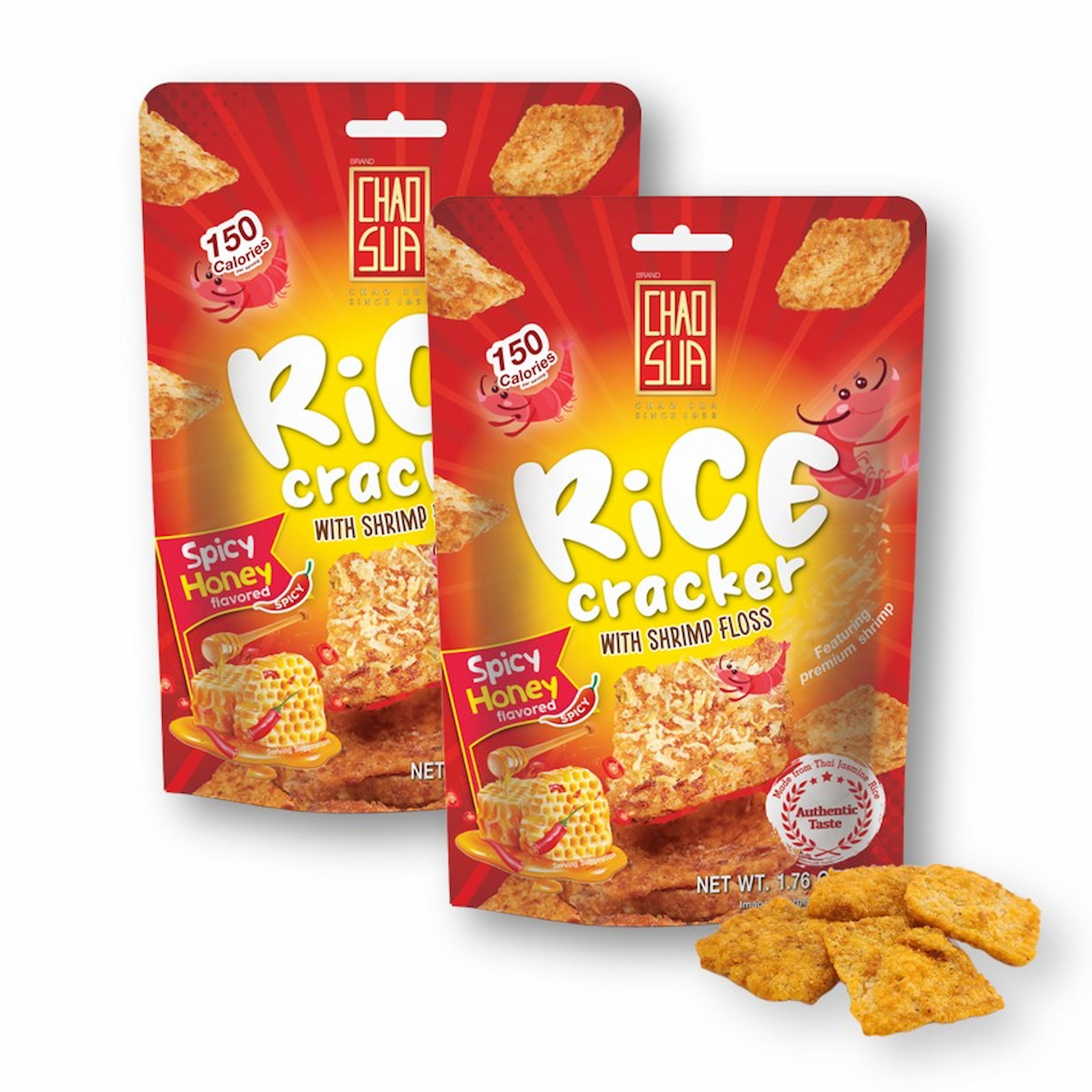 Chao Sua Rice Cracker with Shrimp Floss Spicy Honey Flavor Baked 1.76 ...