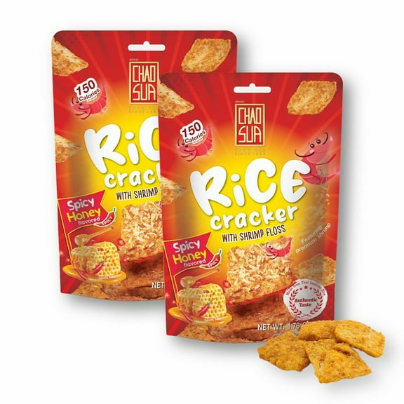 Chao Sua Rice Cracker with Shrimp Floss Spicy Honey Flavor Baked 1.76 Oz. (Pack of 2)