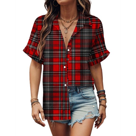 ChaoHeng 2025 Women Tops Trendy Blouse Plus Size Women's Floral Print Fashion Button Shirt Female Lapel Neck Loose T-shirt Blouse