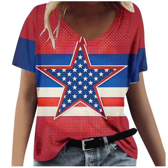 ChaoHeng Blouses for Women Plus Size Trendy Blouses for Women Dressy Casual Fashion Women Summer Print V-Neck T-Shirt Short Sleeve Casual Blouse tops
