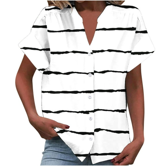 ChaoHeng Blouses for Women Short Sleeve Women's Short Sleeved Fashionable Printed T-shirt Cardigan Loose And Women's Summer Casual Shirt Tops,up to 45% off