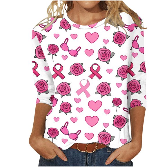ChaoHeng Blouses for Women Short Sleeve Women Summer T-Shirts Women's Loose Casual Crew Neck Printed-quarter Sleeve Top T-Shirt