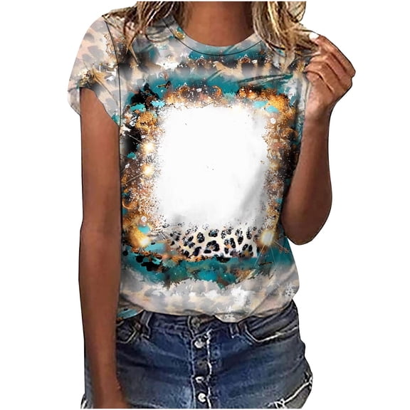 ChaoHeng Blouses for Women Summer Tops for Women Women's Casual Style Casual Printed Short Sleeve Blouse V-Sleeve Blouse/Shirt