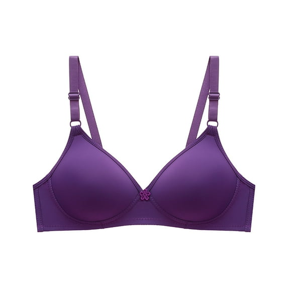 ChaoHeng Bras for Women Fashion ,Women's Bra Soild Wire Free Underwear One-Piece Bra Everyday Small Cup Underwear Purple XL