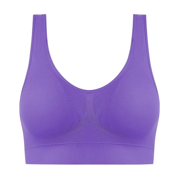 ChaoHeng Bras for Women Up to 65% off,Ladies Traceless Comfortable One-piece No Steel Ring Vest Breathable Gathering Bra Woman Underwear Purple XXXL