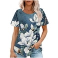 thumbnail image 1 of ChaoHeng Casual Blouses for Women Plus Size Summer Blouses for Women Deals Fashionable Women's Casual Short Sleeved Loose Round Neck Printed Top, 1 of 1