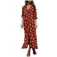 thumbnail image 1 of ChaoHeng Casual Dresses for Women New & Trending Fashion Women Casual V-Neck Button Pocket Print Long Sleeve Long Dress, 1 of 8