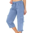 thumbnail image 1 of ChaoHeng Casual Pants Women Plus Size Women's Loose Outdoor Hiking Pants with Multi-Pockets Quick-Dry Travel Trekking Cargo Trousers Elastic Waist,Sky Blue S, 1 of 5