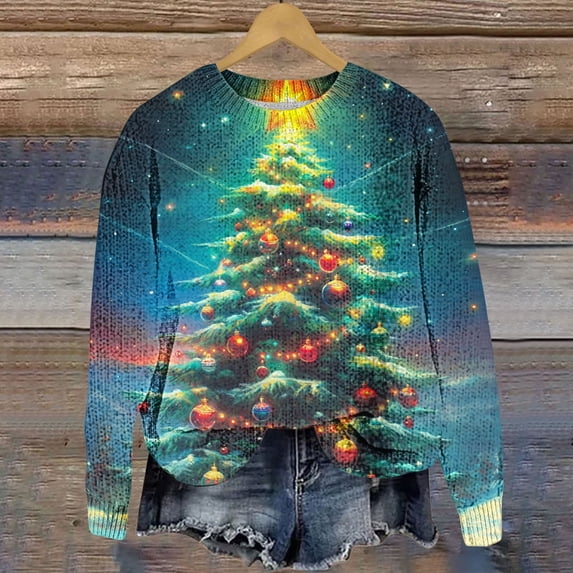 ChaoHeng Christmas Long Sleeve Women Women's Snowman & Snowflake Christmas Shirt,Long Sleeve Holiday Graphic Top