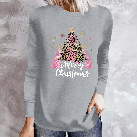 ChaoHeng Christmas Pullover for Women Women's Christmas Print Pullover Sweatshirt,Loose Long Sleeve Holiday Top