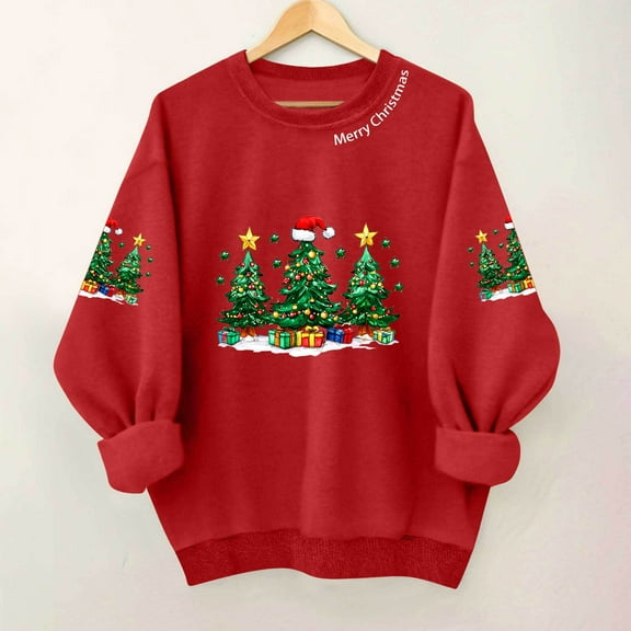 ChaoHeng Christmas Tops for Women T Shirts Women's Fashion Christmas Graphic Sweatshirt,Long Sleeve Crewneck Pullover