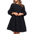thumbnail image 1 of ChaoHeng Clearance Long Dresses for Women under $10 Dresses Long Sleeve Elegant Women and Linen Lantern Sleeve Long Sleeved Patchwork Loose Hem Dress, 1 of 1