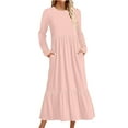thumbnail image 1 of ChaoHeng Long Sleeve Dresses for Women under $10 Fashion Dresses for Women Trendy Women's Casual Loose Long Sleeve Loose Dress Solid Classic Dress, 1 of 5