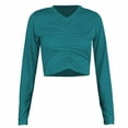 thumbnail image 1 of ChaoHeng Cotton Long Sleeve Shirt Women Women's Cropped Long Sleeve Tee,Solid Basic Crewneck Casual Shirt, 1 of 3