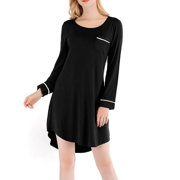 ChaoHeng Dresses Long Sleeve Plus Size Trendy Dresses for Women 2025 Holiday Women Fashion Nightgown Loose Long Sleeve Pocket Women's Home Dress