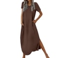 thumbnail image 1 of ChaoHeng Dresses for Women under $10 Casual Short Sleeve Dresses for Women Summer New Women's European and Casual Fashion Dress Short Sleeve V-Neck and Ankle Dress, 1 of 6