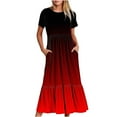 thumbnail image 1 of ChaoHeng Dresses for Women $5 Short Sleeve Dresses Plus Size Women's Summer Casual Short Sleeve CrewNeck Dress Casual Flowy Tiered Maxi Beach Dress with Pockets Gradient Print Dress, 1 of 7