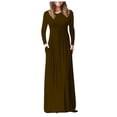 thumbnail image 1 of ChaoHeng Dresses for Women Long Dresses for Women Women Casual Long Sleeve Sexy Plus Size Loose Plain Pockets Long Maxi Dress, 1 of 5