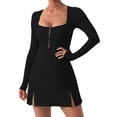 thumbnail image 1 of ChaoHeng Dresses for Women Plus Size on Trendy Dresses for Women 2025 Classy Women's Tight Fitting Long Sleeved Sexy Slim Black Necked Women's Dress, 1 of 7