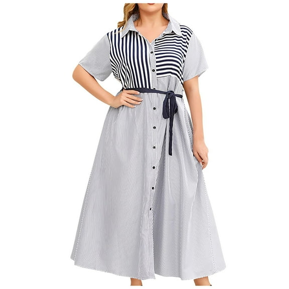 ChaoHeng Dresses for Women Short Sleeve Dresses for Women 2025 Party Fashion Women's Summer Temperament Short Sleeve Turndown Collar Dress
