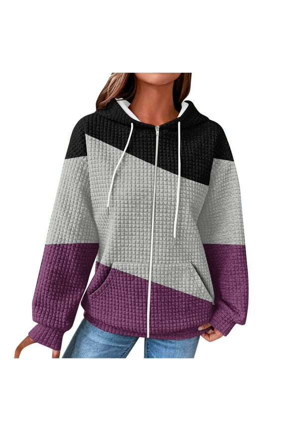 Spring Womens Clothes 2025!ChaoHeng Graphic Sweatshirts Women Free Shiping Fashion Casual,Women's Fashion Casual Floral Printing Long Hooded Sweatshirts,Purple,XXL