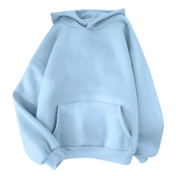 ChaoHeng Hoodies for Womens Size Medium 2024 Fashion,Women's Fashion Classic Solid Long Sleeve Hooded Pocket Sweater Sweatshirts,Light Blue,S