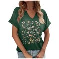 thumbnail image 1 of ChaoHeng Ladies Blouses Short Sleeve Women Summer T-Shirts Women's Floral Print Small V-neck Short Sleeved T-Shirt Loose Top, 1 of 4