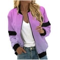 thumbnail image 1 of Spring Tops for Women!ChaoHeng Ladies Jackets Lightweight Petite Clearance 2024,Women's Casual Fashion Gradient Pocket Zipper Top Jacket(Purple,XXL), 1 of 5