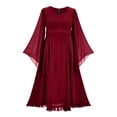 thumbnail image 1 of ChaoHeng Long Casual Dresses for Women Party Dresses for Women Women's Color Gothic Flare Long Sleeves Dark Black Dress Mesh Spliced Double Layer Midi Dress, 1 of 1