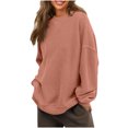thumbnail image 1 of ChaoHeng Long Sleeve Plus Size Tops Women'S Solid Color Crew-Neck Casual Long-Sleeved Pullover Hoodie, 1 of 9