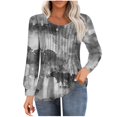 thumbnail image 1 of ChaoHeng Long Sleeve Shirts for Women 2024 Fall,Women's Casual Long-sleeved Loose Round Neck Non-positioned Printed Top(Gray,XL), 1 of 5