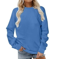 ChaoHeng Oversize Sweatshirts Women Cotton Women Long Sleeves Casual Shirts Color Round Neck Sweatshirt Crewneck Pullover Tunic Tops