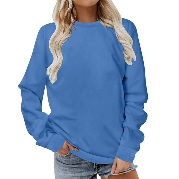 ChaoHeng Oversize Sweatshirts Women Cotton Women Long Sleeves Casual Shirts Color Round Neck Sweatshirt Crewneck Pullover Tunic Tops